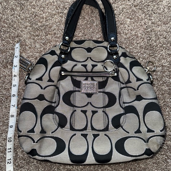 Coach Poppy Lurex Top Handle Crossbody Purse Black & Grey Silver hardware - Picture 2 of 3